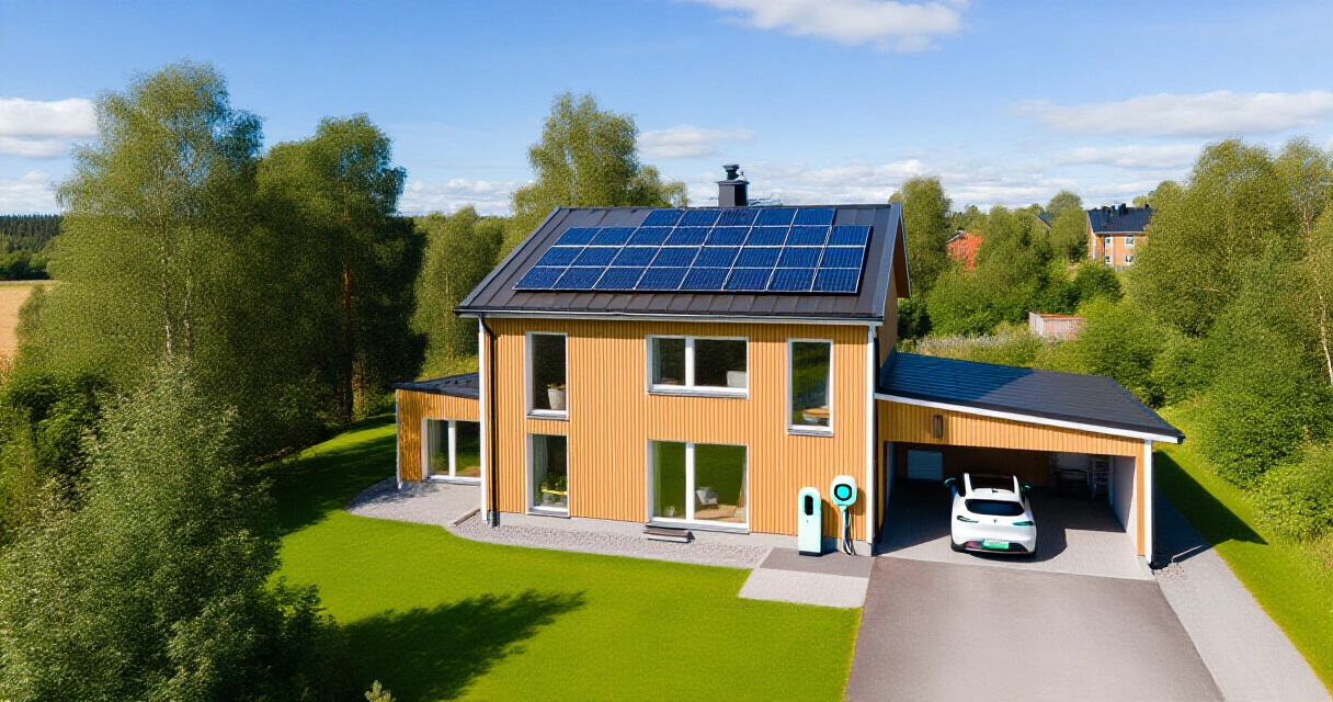 Suomalainen älykoti aurinkopaneeleilla ja sähköauton latauksella