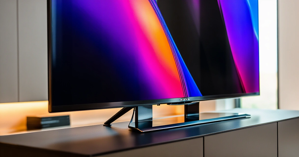 Sony Bravia 7 -televisio modernissa olohuoneessa HDR-kuva näytöllä