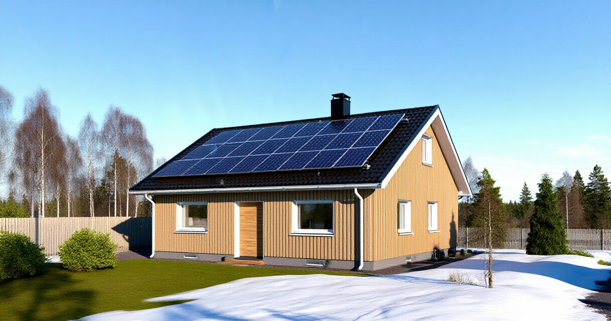 Aurinkopaneelit suomalaisen omakotitalon katolla kesällä