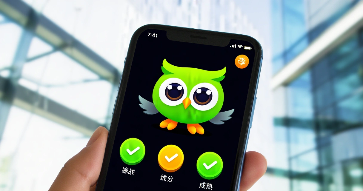 Duolingo-sovellus puhelimen näytöllä kielikurssin harjoitusnäkymässä